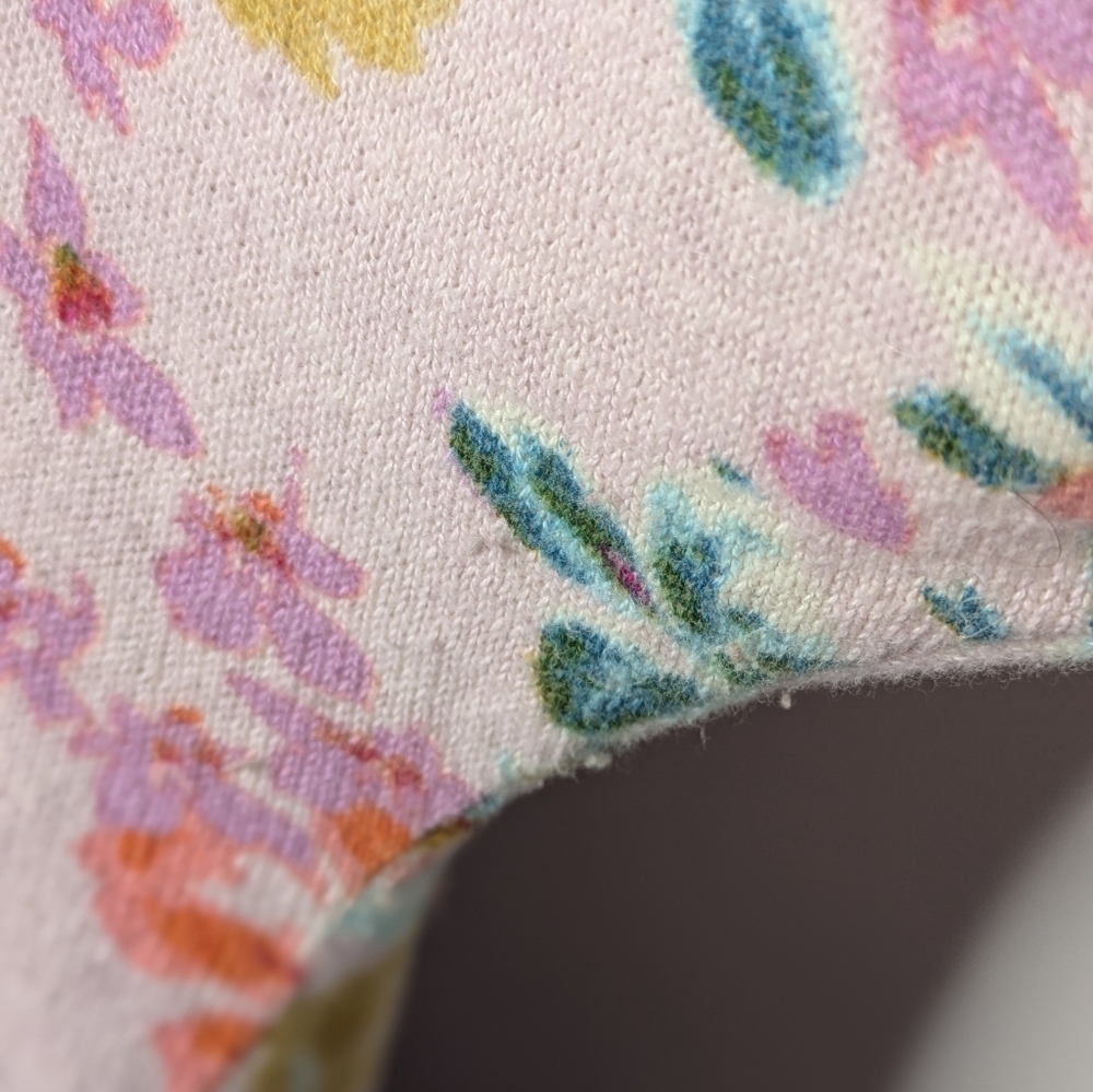 Sundance Pink Yellow Floral Lightweight Cotton V Neck Sweater M - Picture 2 of 9